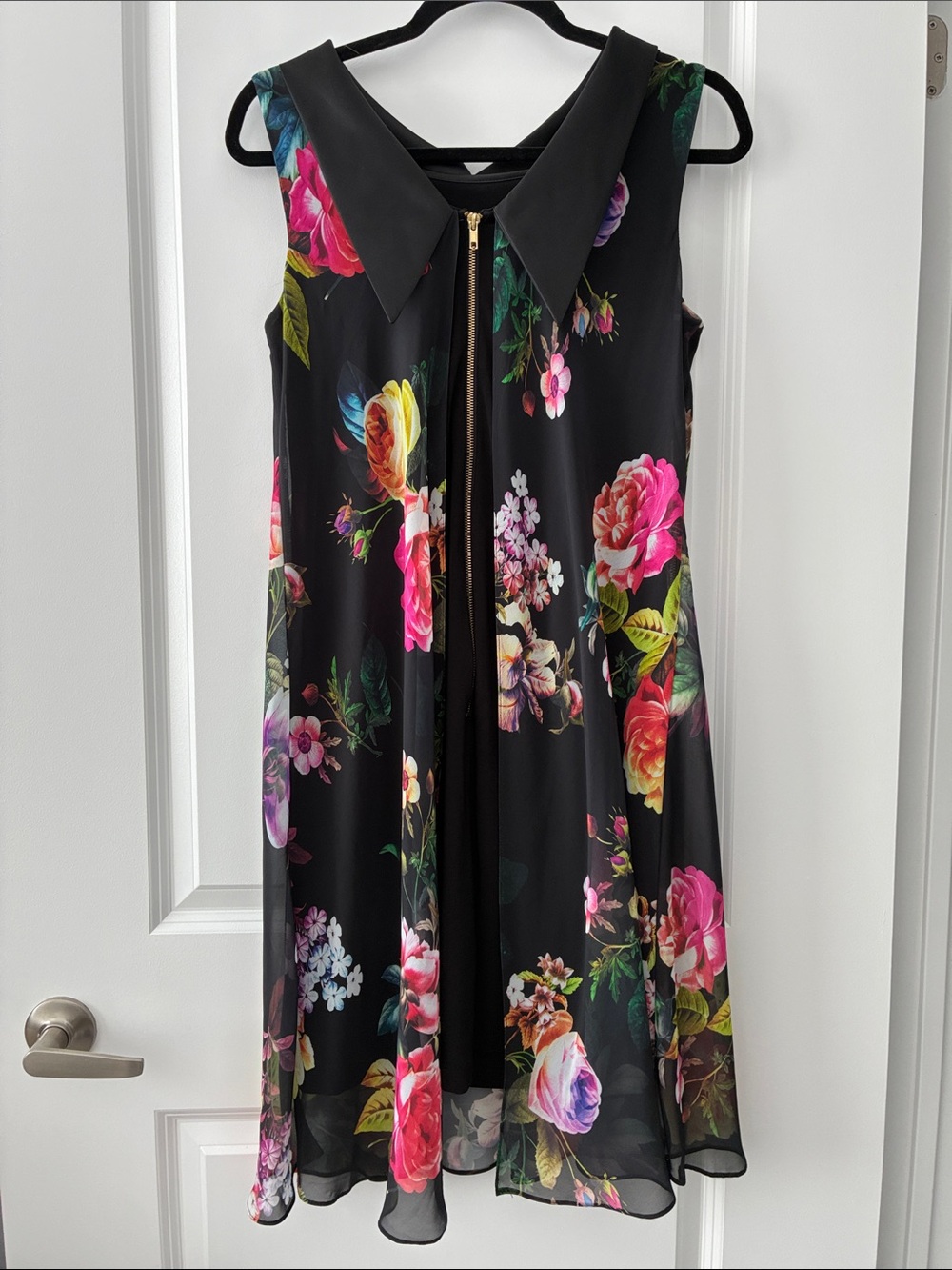 Laura Size 10 Floral Sleeveless Chiffon Overlay Shift Dress